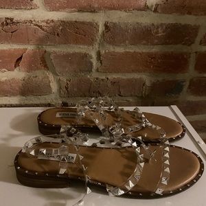 Steve Madden embellished, clear strap sandals. Size 8. Worn once.